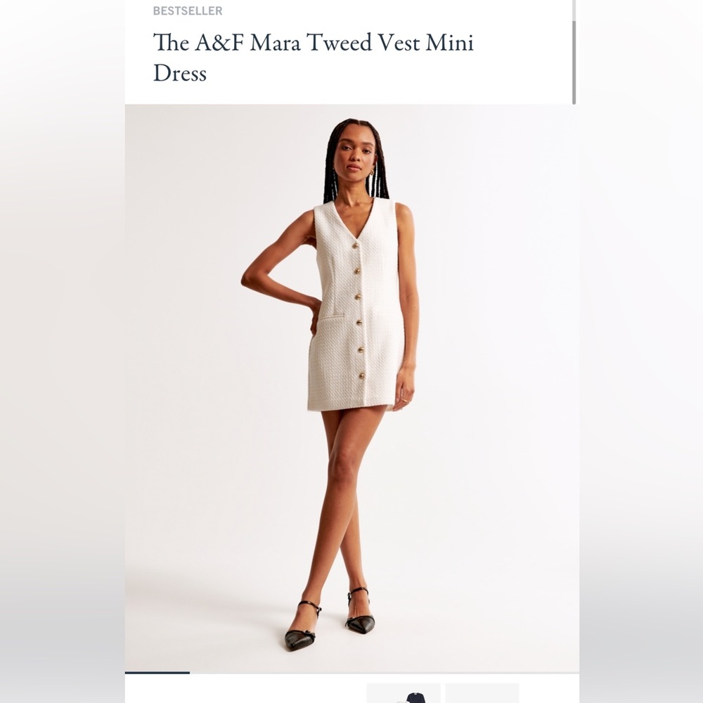 Abercrombie Mara Vest Tweed Mini Dress Cream size small nwt